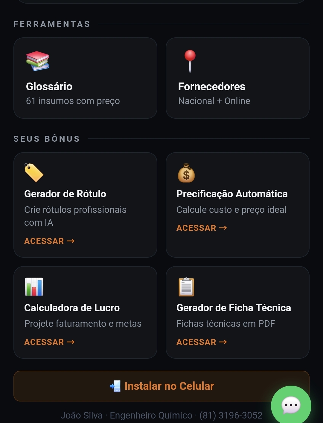 Ferramentas e bônus