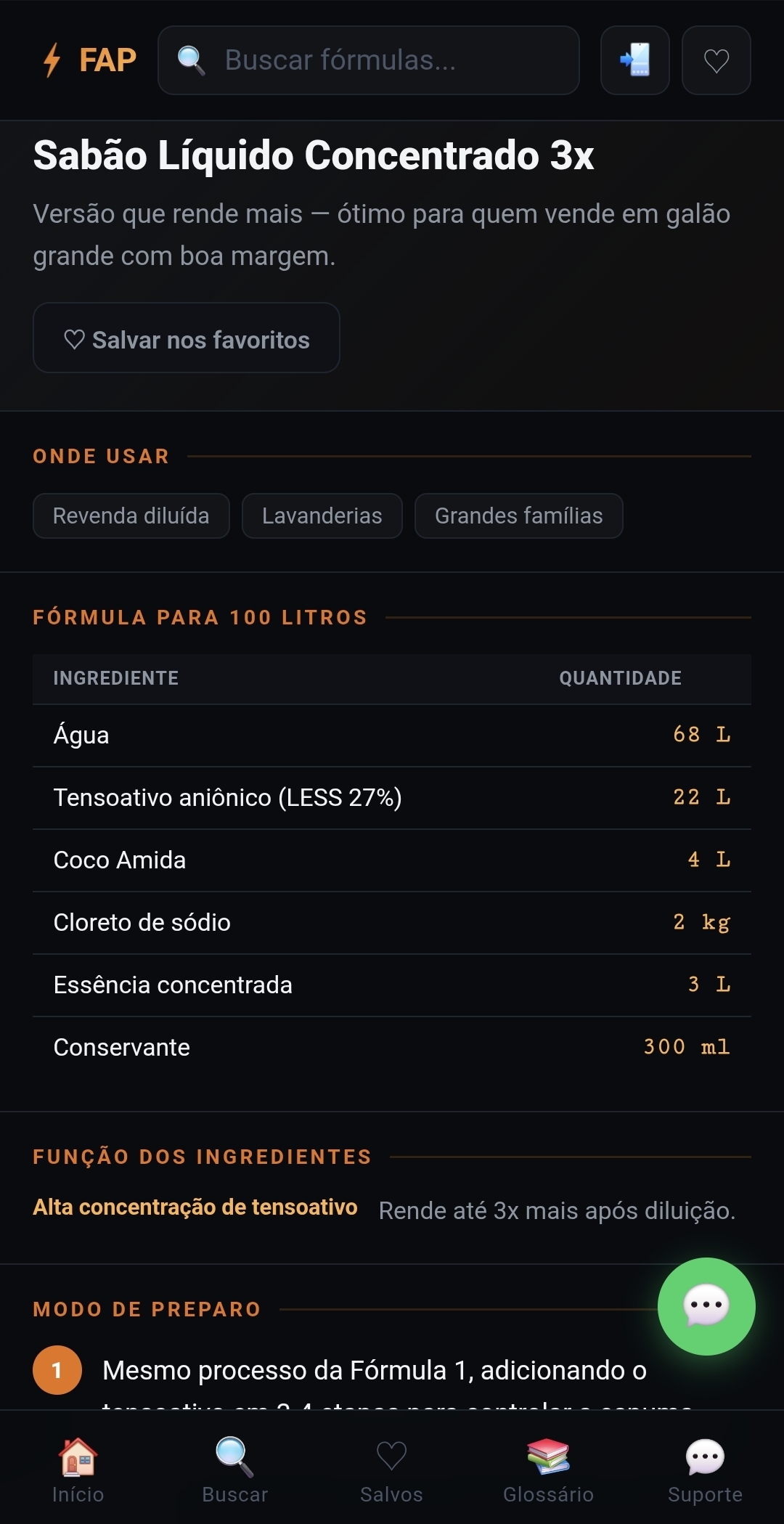 Detalhe de fórmula